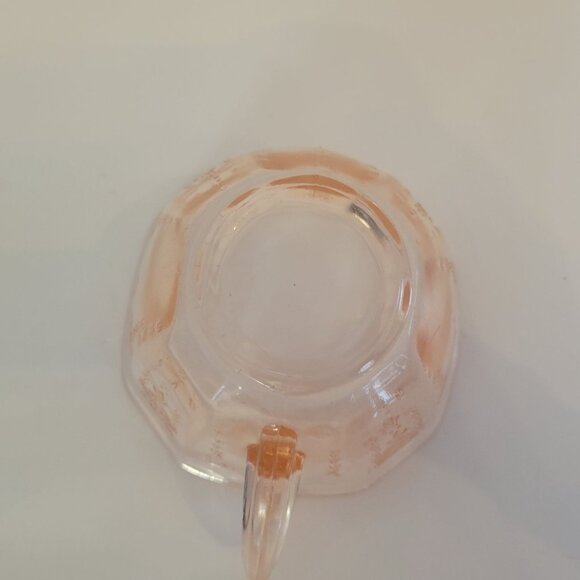 Vintage Anchor Hocking Pincess Pink Depression Glass Tea Cups With Etched Floral - Picture 5 of 5